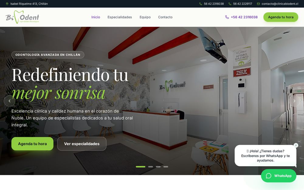 Captura del sitio Clínica BioDent