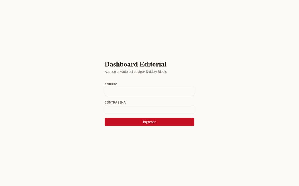 Captura del sitio Editorial Insights Dashboard