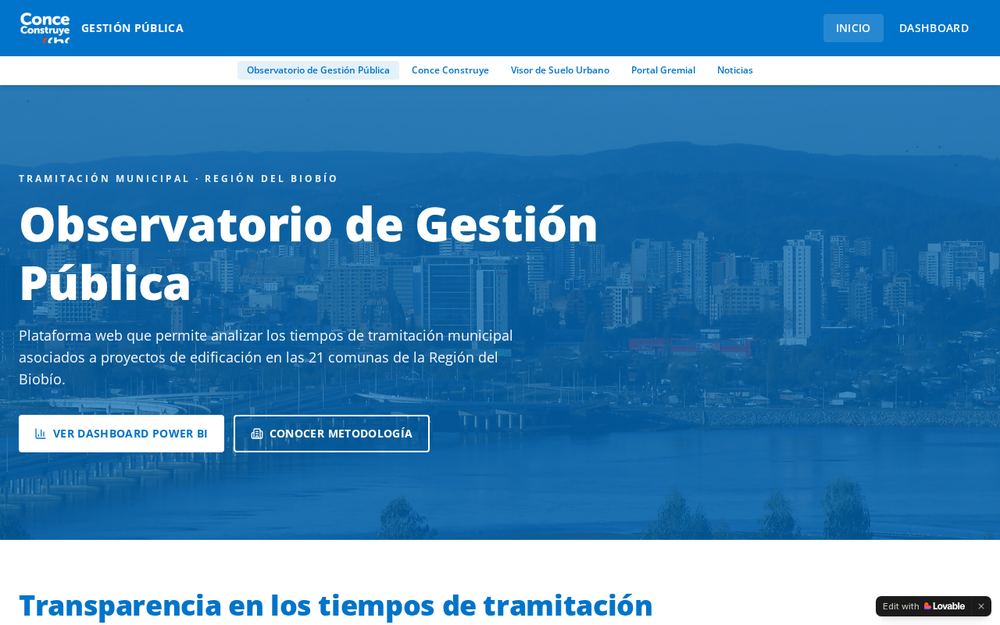 Captura del sitio Observatorio de Gestión Pública