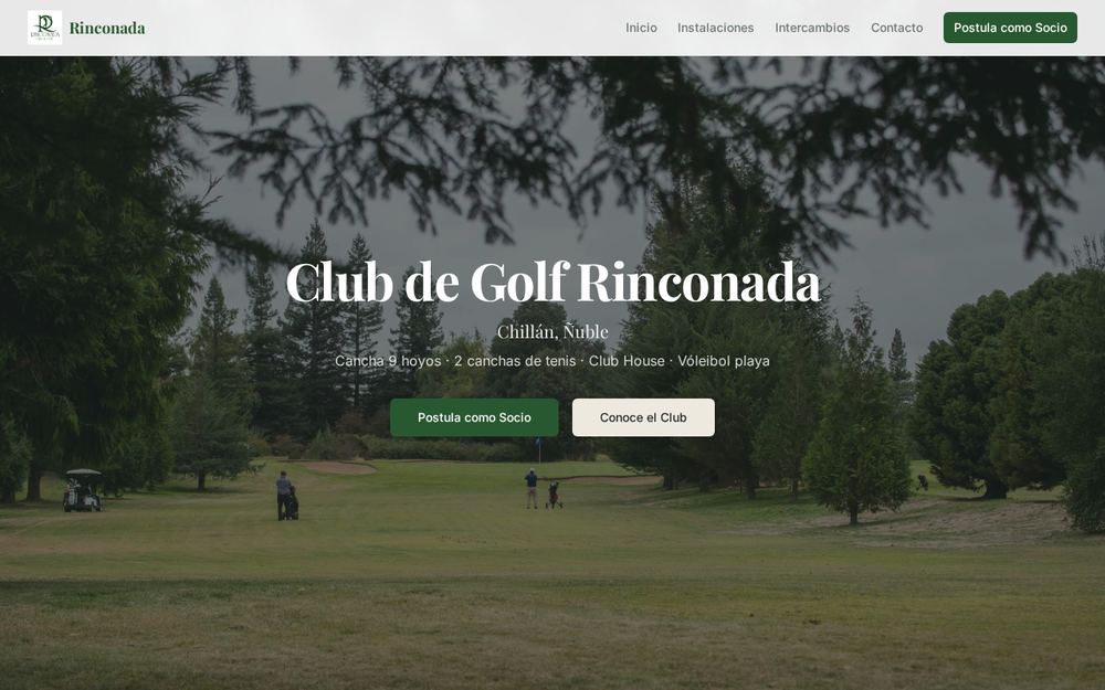 Captura del sitio Rinconada Golf Club